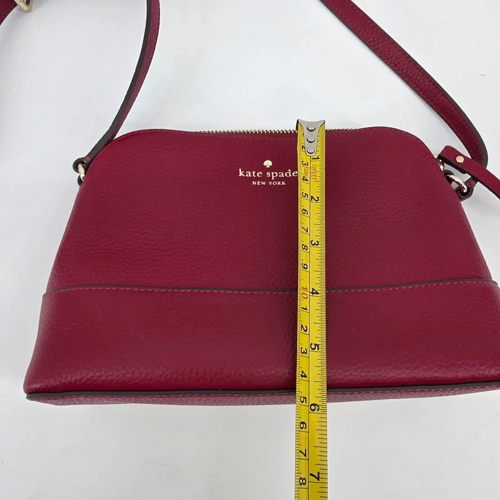 Kate Spade New York Red Pebble Leather Dome Crossbody Bag Gold Hardware
